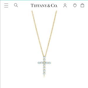 ❌SOLD❌Auth Tiffany & Co. diamond cross YG necklace